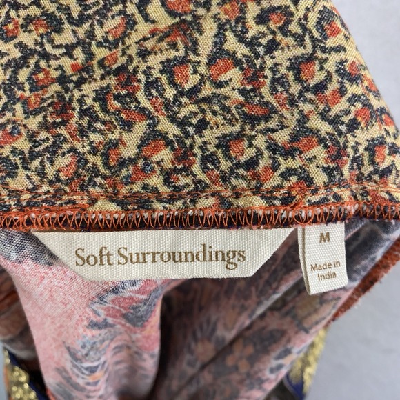 Soft Surroundings Womens Artisian Maxi Dress Medium Metallic Trim Desi India - Picture 8 of 14